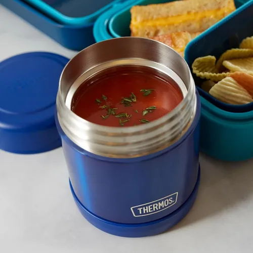 Miniatura 4 de Thermos - Blue Kids Food Flask (9.8 fl oz) - Sin BPA, acero inoxidable, a prueba de derrames, termo para lonchera, 5 horas de calor y 7 horas