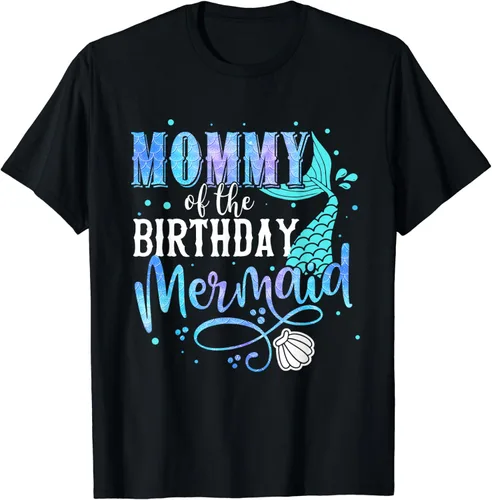 Mommy Of The Birthday Mermaid Family Party Squad - Camiseta a juego, Negro -