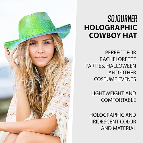 Miniatura 2 de SoJourner Bags Sombrero de vaquero espacial con purpurina brillante, divertido sombrero de vaquera holográfico metálico para fiesta