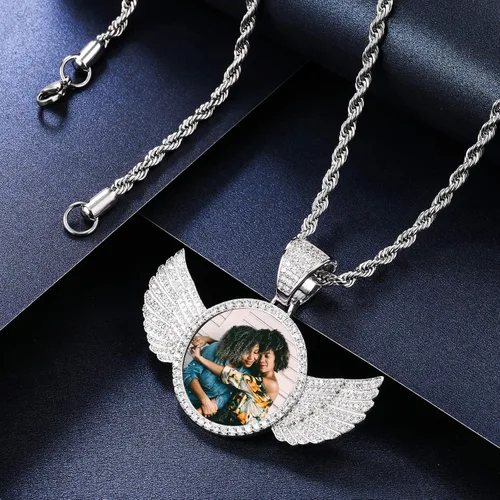 Miniatura 4 de VIBOOS Collar con colgante de memoria de hip hop personalizado, texto con imagen personalizada para hombres y mujeres, foto personalizada de cobre