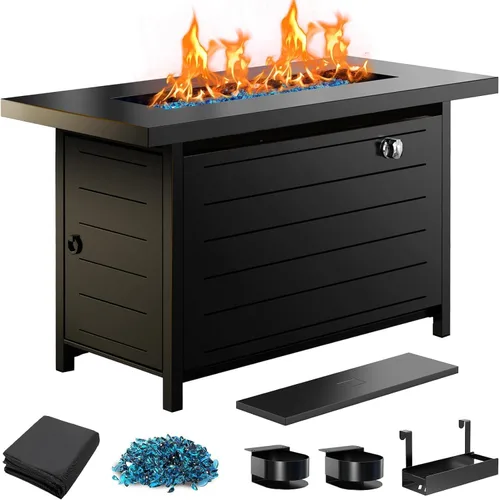 Miniatura 12 de Ciays Protector de viento de vidrio de 28 pulgadas / 32 pulgadas para fogata de propano, se adapta a mesa de gas de acero de 50,000 BTU, funciona