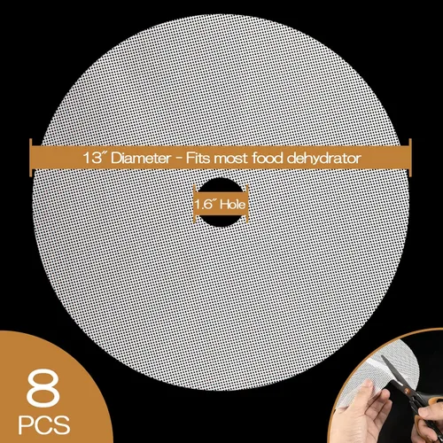 Miniatura 7 de DOSTK - Paquete de 8 hojas deshidratadoras redondas de silicona, malla de silicona antiadherente de alta calidad para deshidratador de frutas, forro