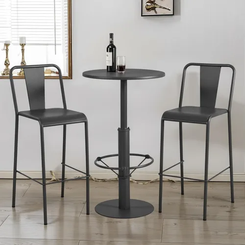 Miniatura 6 de Mesa de bar retro industrial de 41.3 pulgadas de alto, moderna mesa pequeña de bistró para 2-3 personas, mesa de metal para patio al aire libre