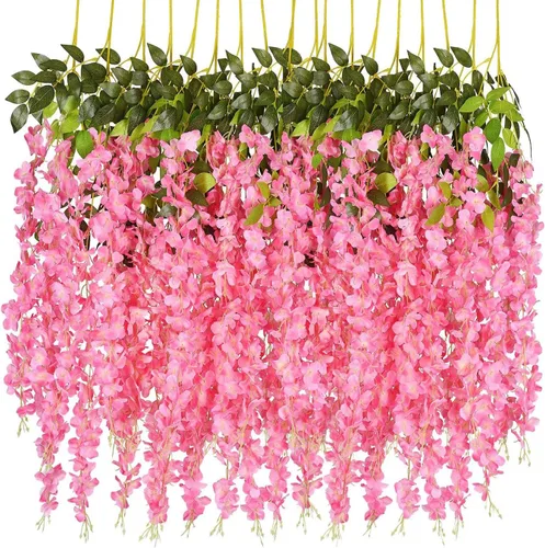 Miniatura 8 de Paquete de 40 guirnaldas de vides de flores de glicina, cuerdas de flores artificiales de 3.75 pies, flores colgantes falsas, flores de guirnalda