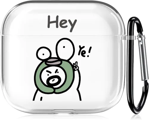 Miniatura 26 de Funda transparente para AirPods de 2ª generación de 1ª generación, diseño de gatito kawaii para mujeres, hombres y niños, funda de carga de TPU