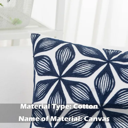 Miniatura 175 de HWY 50 Fundas de almohada decorativas azul marino de 18x18 pulgadas (1 pieza), funda de cojín bordada de algodón para granja, funda de almohada