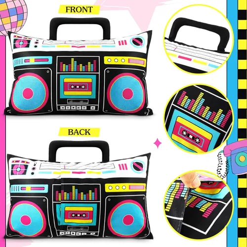 Miniatura 3 de Hahafelt 2 fundas de almohada de casete de audio retro, reproductor de discos de música, 12 x 20 pulgadas, bajo ruido, cinta de plástico de los años