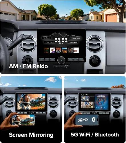 Miniatura 7 de para Ford F150 Radio de Coche 2009-2014 CarPlay inalámbrico Android Auto Interruptor de botón único QLED Pantalla táctil Estéreo de mejora