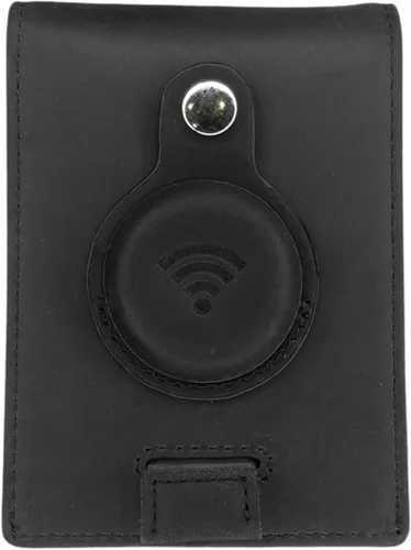 Billetera Airtag de cuero genuino Billetera plegable para tarjeta de crédito para Apple Air Tag GPS Cartera delgada minimalista con bloqueo RFID