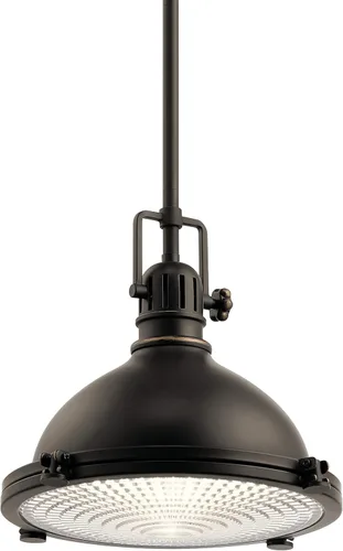 Miniatura 5 de Kichler Hatteras Bay 11" 1 Lámpara colgante con lente Fresnel transparente Olde Bronze® Bronce antiguo