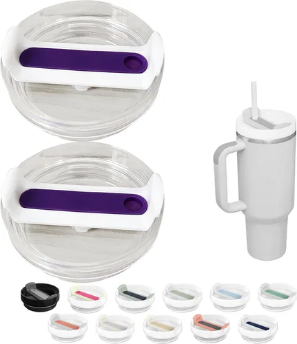 Miniatura 23 de Tapa de Vaso de 40 OZ Compatible con Stanley Quencher, Paquete de 2 Tapas de Vaso de Acero Inoxidable a Prueba de Derrames y Resistentes a
