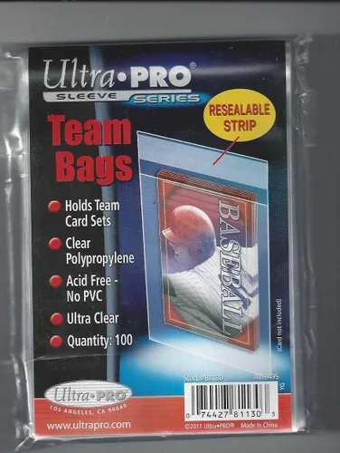 5 bolsas de equipo Ultra Pro resellables (5 paquetes de 100 unidades) – Para almacenar béisbol, fútbol, tarjetas de hockey. Ideal para cargadores