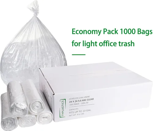 Miniatura 3 de TYPLASTICS Bolsas de basura al por mayor de 1000 unidades de 7 a 10 galones en rollo perforado, pequeñas bolsas de basura para oficina, baños
