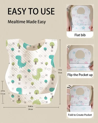 Miniatura 3 de Baberos desechables para niños y niñas, empaquetados individualmente, higiénicos, suaves y a prueba de fugas para la alimentación de los niños