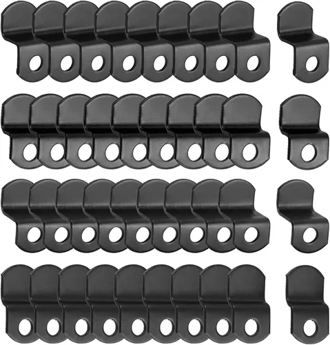 40 Clips de Lona Desplazados con Tornillos Clips de Metal Negro para Marco de Fotos Abrazaderas de Espejo Clips de Espejo Desplazados de Servicio