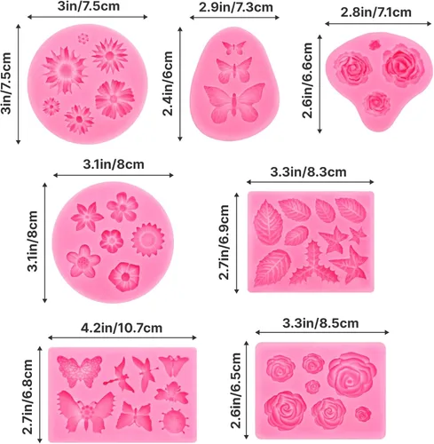 Miniatura 2 de 2 piezas de moldes de silicona con forma de flores, moldes de silicona para fondant y pastel, moldes de arcilla polimérica con forma de flor
