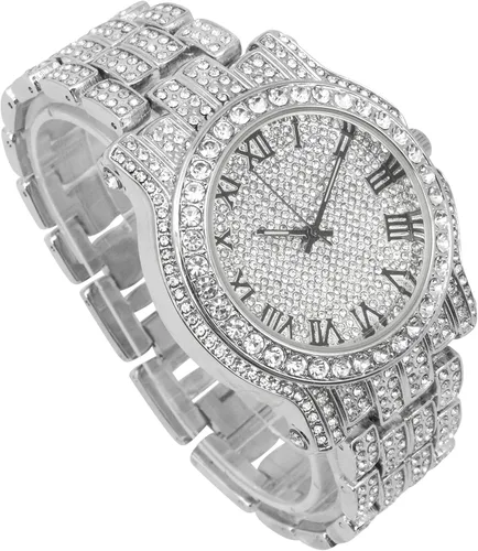 Miniatura 47 de Charles Raymond Bling-ed Out Ultimate Hip Hop Royalty Reloj para hombre con número romano de fácil lectura o indicadores de tiempo de diamantes