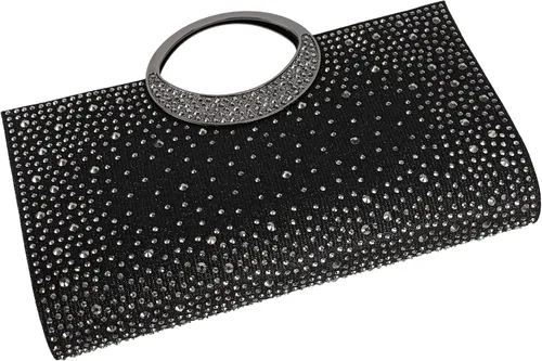 Miniatura 13 de Dexmay - Bolso de mano con diamantes de imitación con asa de cristal para boda, fiesta, elegante bolso de mano para mujer