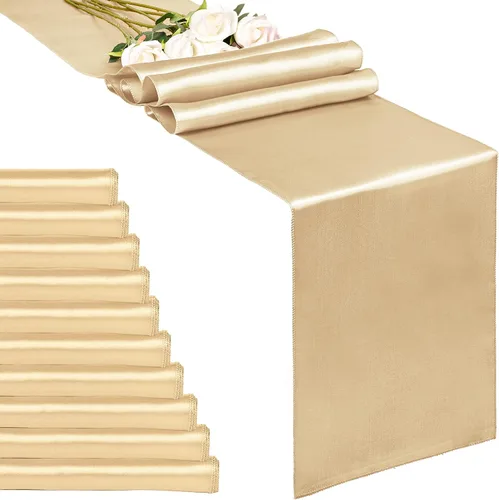 Miniatura 15 de Paquete de 10 caminos de mesa de satén azul marino de 12 x 108 pulgadas de largo para bodas, decoraciones para fiestas de cumpleaños, banquetes