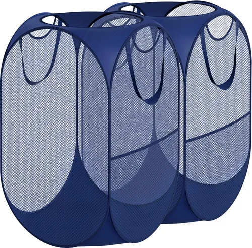Simple Houseware Mesh Pop-Up - Cesta de lavandería. Azul Oscuro