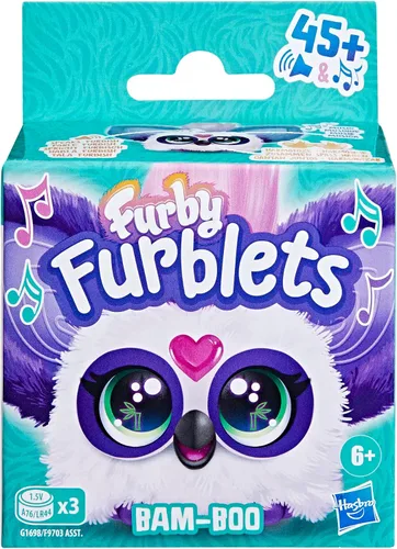 Miniatura 2 de Furby Furblets Bam-Boo Mini Friend, juguetes de peluche electrónicos para niñas y niños, panda, blanco y negro, habla furbish y reproduce música