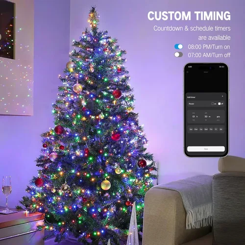 Miniatura 5 de Brizled Luces de Navidad inteligentes, 66 pies, 200 luces LED que cambian de color, aplicación y control de voz, luces de árbol de Navidad Blanco