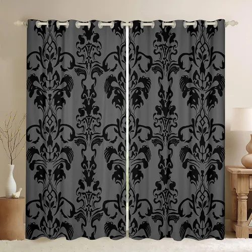 Miniatura 33 de Feelyou Cortinas opacas abstractas modernas de arte abstracto para dormitorio, sala de estar, niños, patrón rojo, gris, negro, patrón de Multi 05
