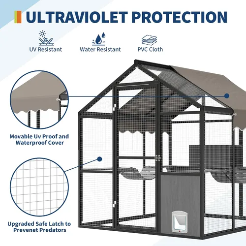 Miniatura 6 de Catio - Recinto de aluminio extra grande para gatos al aire libre, para múltiples gatos, corren gatos grandes, recinto para gatos en condominio