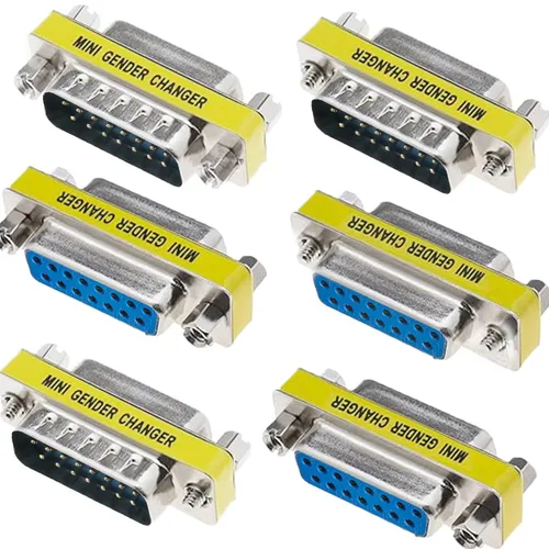 DB15 Adaptador macho a macho de 15 pines Acoplador cambiador Serial D-Sub 15 pines hembra a hembra cambiador de género Conectores convertidores para