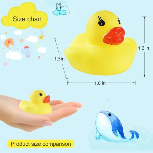 Miniatura 2 de GliSun 60 piezas de patos de goma, juguetes de baño, mini patos flotadores y divertidos chirridos para niños, juguete de baño, decoración de ducha