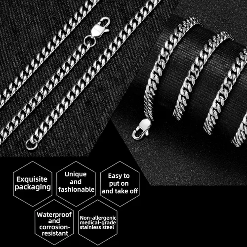 Miniatura 4 de MIMITLTY Miami Cuban Chain Necklace for MenBoys,316L Stainless Steel 46MM Width 18202224 Inch Length Fashion Lobster Clasp HipHop Jewelry