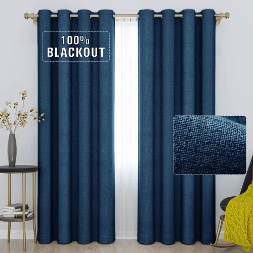 Miniatura 10 de Cortinas opacas con aspecto de lino de 84 pulgadas de largo, 100% absolutamente opacas, con aislamiento térmico, ahorro de energía, con textura, 2