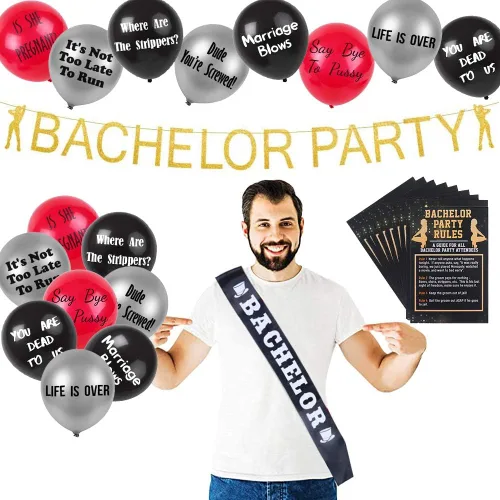 Miniatura 10 de Brosash Decoraciones para despedida de soltero: el juego de 18 piezas incluye: pancarta de despedida de soltero, pancarta de lencería sexy y 16