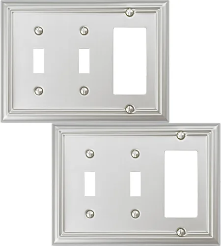 Miniatura 22 de OKAWYC Adler - Placa de pared metálica para interruptor de luz de palanca individual, paquete de 4 unidades de níquel cepillado de 1 banda, cubierta