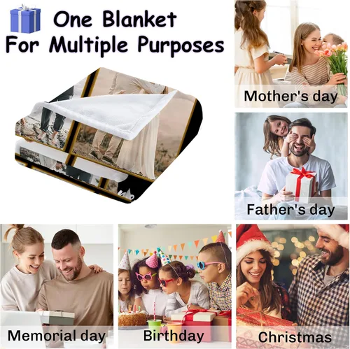 Miniatura 5 de Magimagine Mantas personalizadas con imágenes de texto para regalos de novio, manta de fotos personalizada para familiares y amigos para Navidad
