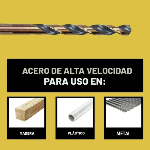 Miniatura 6 de DEWALT Juego de brocas, 21 brocas DEWALT de acero de alta velocidad, revestimiento de óxido negro y dorado, punto dividido de 135 grados, hélice