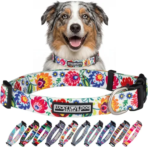 Miniatura 60 de Lucky Love Dog - Collar para perras pequeñas, diseño Blackbird de estampado alegre con flores de primavera y verano, talla XS