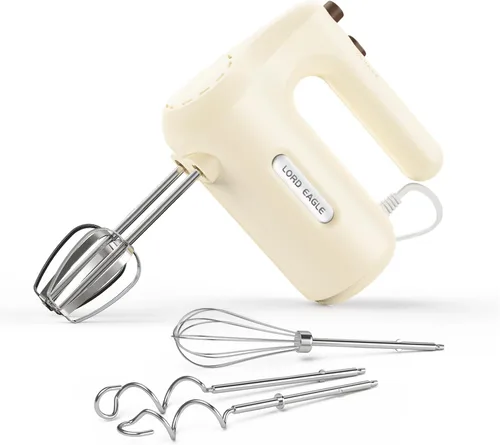 Miniatura 11 de Lord Eagle Batidora de mano eléctrica de 5 velocidades, batidora de mano compacta de 300 W, batidor de huevos de cocina portátil con 5 accesorios