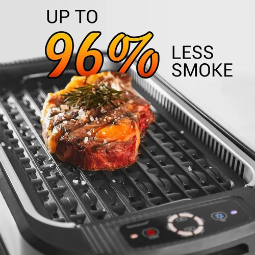 Miniatura 5 de Parrilla sin humo para interiores, Techwood parrilla eléctrica para interiores de 1500W con tapa de vidrio templado, BBQ coreana portátil