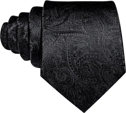 Miniatura 120 de Barry.Wang - Juego de corbata de seda para hombre, diseño de cachemira, pañuelo y gemelos de bolsillo