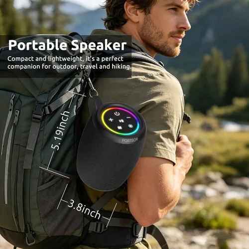 Miniatura 7 de Altavoz Bluetooth, altavoz inalámbrico portátil con potente sonido estéreo fuerte, BT5.3, IPX5 impermeable, emparejamiento TWS, para fiestas en casa