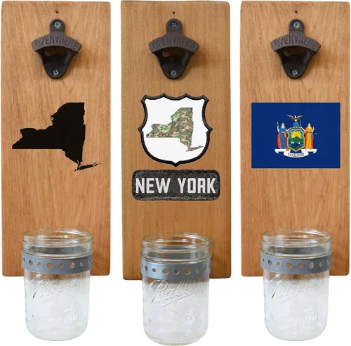 Miniatura 26 de Abrebotellas de cerveza de Massachusetts – Abridor de botellas hecho a mano montado en la pared con tapa – Regalo de cerveza para él o ella