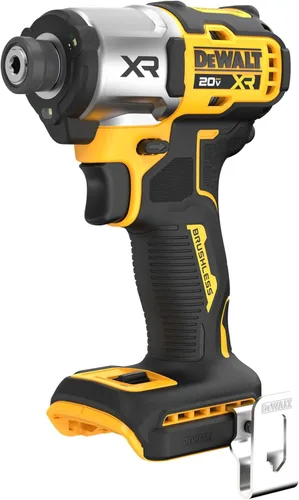 DEWALT Destornillador de impacto MAX XR de 20 V, par alto de 1/4 pulgadas, sin escobillas, 3 velocidades premium inalámbrico con luz LED, tiempo de