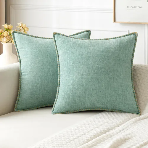 MIULEE - Paquete de 2 fundas decorativas con borde cosido para cojín y almohada, de felpilla suave teñida, unicolor, para sofá, cama, sala,