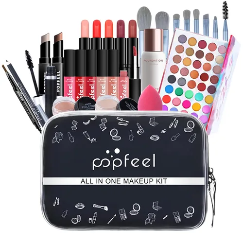 FantasyDay Juego de regalo de maquillaje navideño todo en uno, kit de maquillaje para mujer, kit completo esencial para principiantes, incluye
