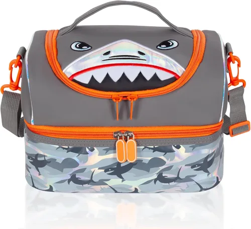 Miniatura 19 de Bolsa de almuerzo aislada de doble piso para niños, bolsa de comida grande para el regreso a la escuela, para niños, niñas, hombres y mujeres