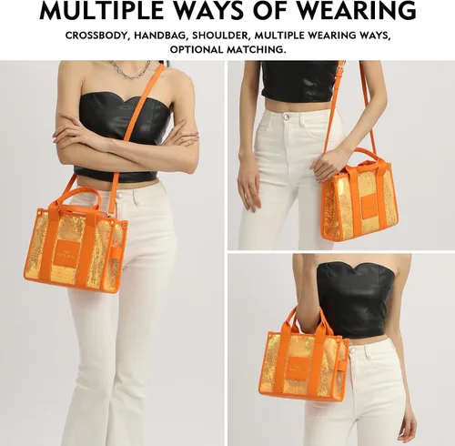 Miniatura 2 de JQAliMOVV The Tote Bag for Women, Shining Leather Tote Bag Trendy Top Handle Crossbody Handbags for Work Travel