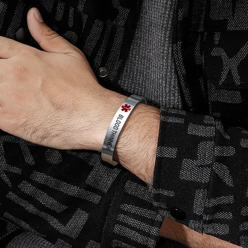 Miniatura 6 de LoEnMe Jewelry Pulseras de alerta médica personalizadas para hombres y mujeres, personalizable, grabado gratuito, acero inoxidable, pulsera