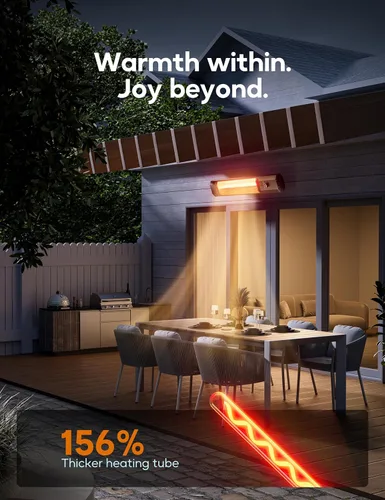 Miniatura 3 de Calentador de patio para uso en exteriores, calentadores eléctricos de 34 pulgadas, 1500 W, calentador infrarrojo de montaje en pared, calefacción