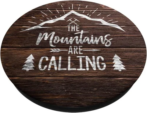 Miniatura 2 de The Mountains Are Calling Wood Design For Mountaineer - PopSockets Grip and Stand for Phones and Tablets